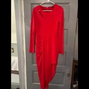 Red asymmetrical dress